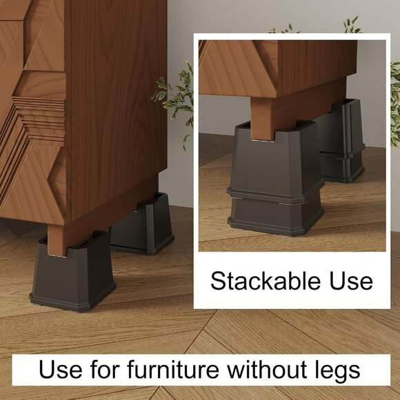 8 Bed Risers 3" Heavy Duty for Casters, Sofa legs, Table, Bed Frame Stackable - Picture 6 of 9